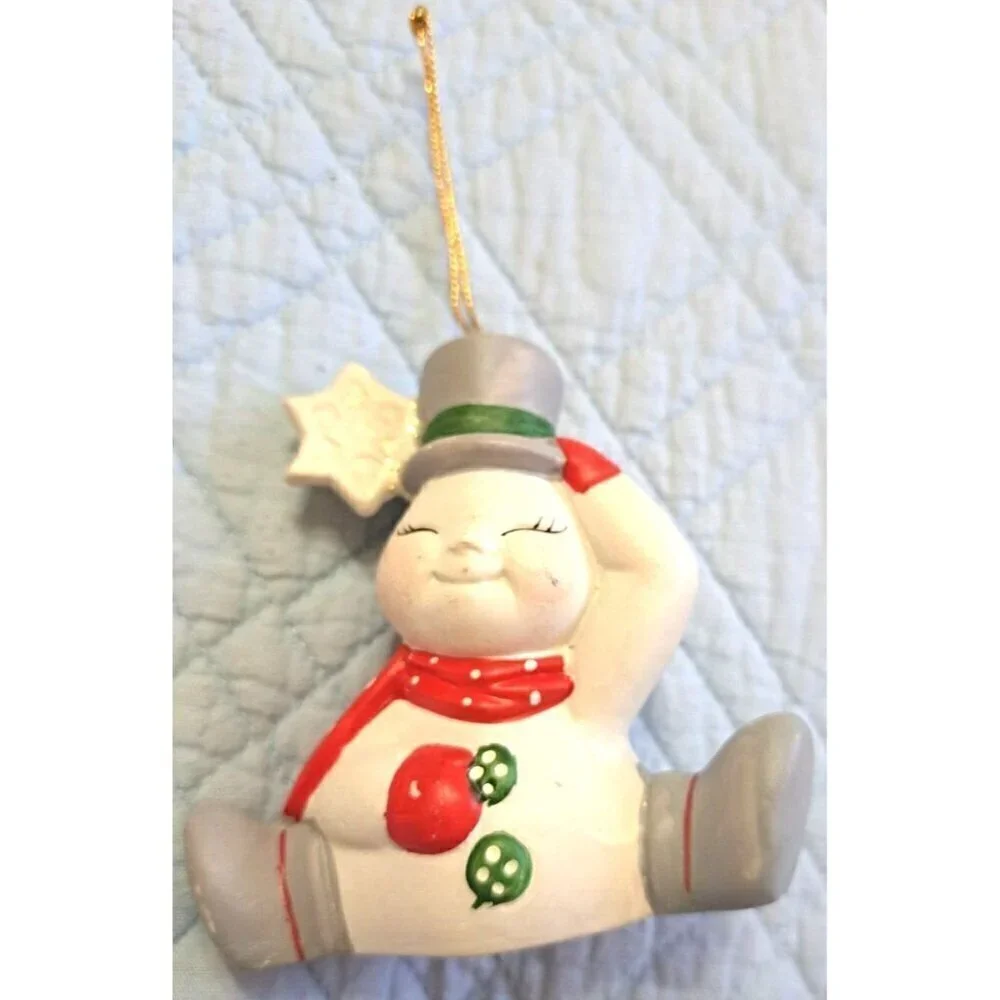 Unbranded Smiling Snowman Ornament Snowflake Scarf Top Hat